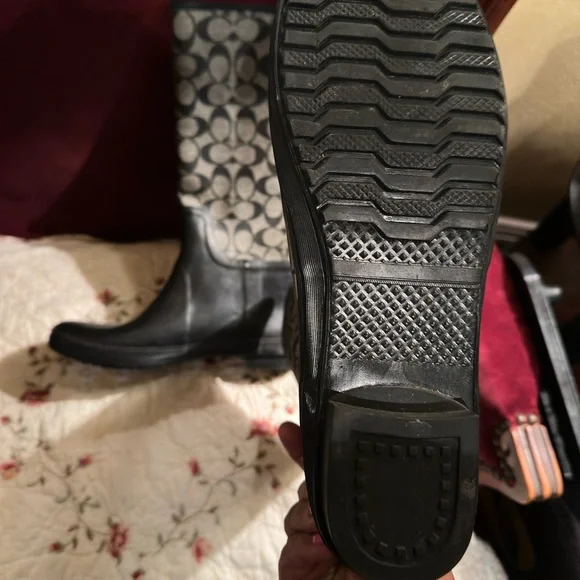 Coach Black and Gray Winter Rain Boots - Picture 3 of 4